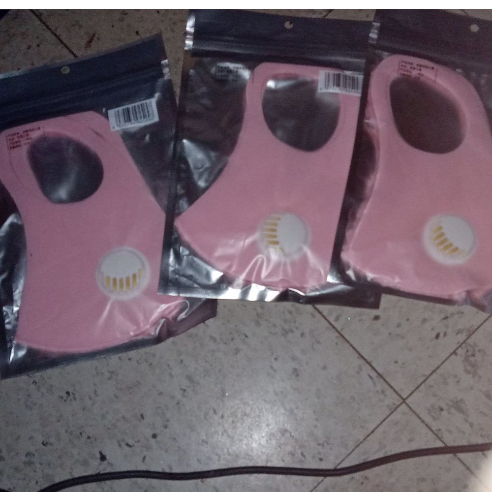 3 NEW NON MEDICAL PINK WASHABLE & REUSABLE PM2.5 FACE MASKS WITH BREATHING VALES